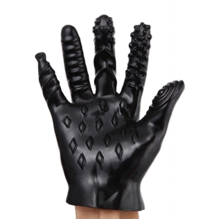Силиконовые мультитекстурные перчатки для фистинга черные Ohyeah Masturbate Gloves