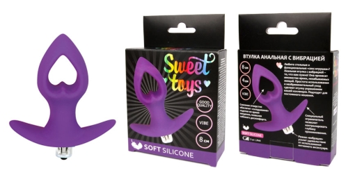 Втулка анальна з вібрацією Sweet Toys L 80 мм d 40 мм, Колір Фіолетовий - 1