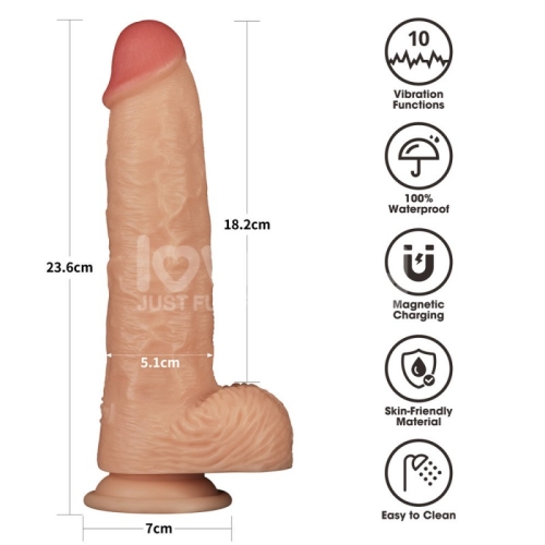 Реалистичный вибратор на присоске телесного цвета Lovetoy Vibrating Power Basics Cock 9.5 - 2