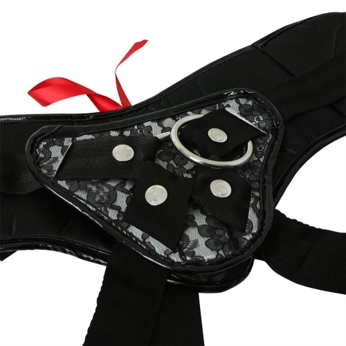 Трусы для страпона Sportsheets Plus серый и черный кружевной корсет Strap On - 3