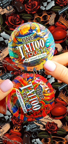 Презерватив с рельефным рисунком из латекса прозрачного цвета One Tattoo Touch 1 штука - 1