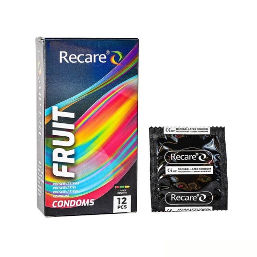 Презервативы ароматы мята банан и клубника Recare Color Fruit Flavour Condoms Holographic 12 штук - 1
