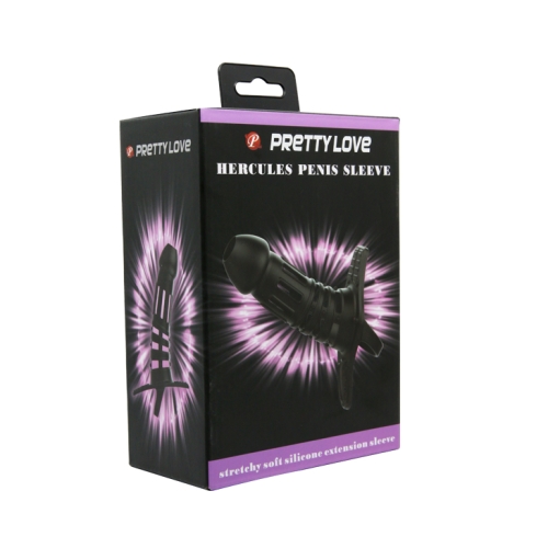 Насадка на член силиконовая с кольцом для мошонки черная Pretty Love Hercules L 11,5 см D 3 см - 7