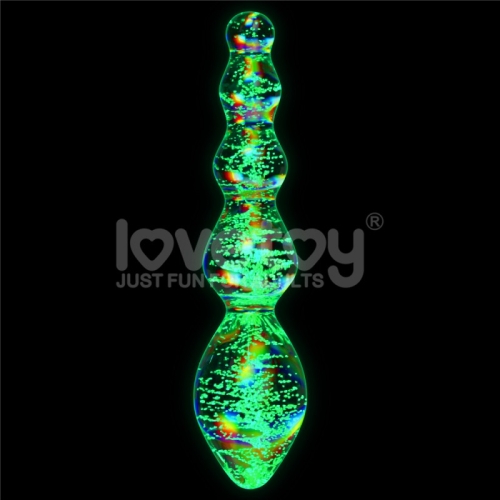 Скляний фалоімітатор світиться Twilight Gleam Glass Dildo Tantalizing Orbs - 3