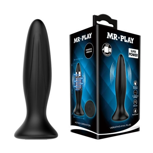 Анальная пробка стимулятор с вибрацией чёрная MR PLAY - 1