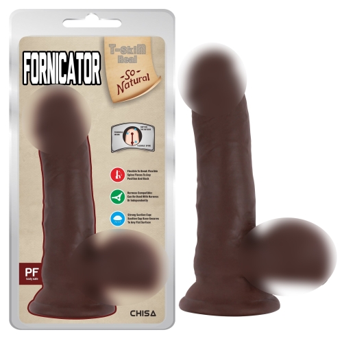 Фалоімітатор реалістичний на присоску коричневий з мошонкою CHISA Fornicator - 1