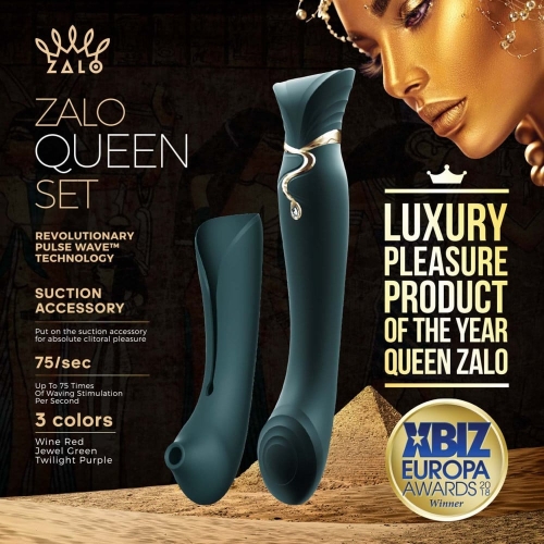 Вібратор вагінальний для точки джі 3 в 1 зелений Zalo Queen Jewel - 7