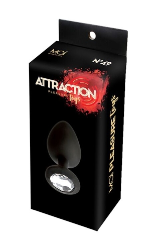 Анальная пробка сликоновая черная с бесцветным кристаллом MAI Attraction Toys длина 11см диаметр 4,5см - 3