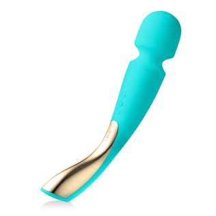 Вибромассажер Ванд изогнутой формы для эрогенных зон универсальный голубого цвета Lelo Smart Wand 2 размер large длина 304 мм