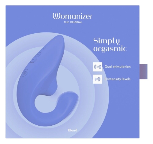 Двойной вибратор с вакуумной клиторальной стимуляцией синий Womanizer Blend Vibrant - 7