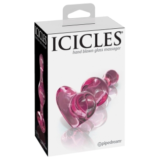 Анальная стеклянная пробка сердце розового цвета Pipedream Icicles 75
