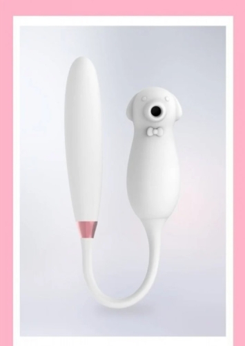 Двойной вибратор с вакуумной стимуляцией клитора белого цвета Boss series Elva Dual Purpose white - 2