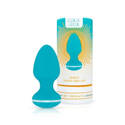 Анальная вибропробка Cala Azul Blanca Vibrating голубая - 8