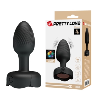 Анальная вибропробка с режимом подсветки черная LYBAILE Anal Plug Led Light Olman