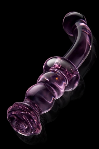 Изогнутый стеклянный розовый фаллоимитатор с бутоном для точки G Dream Toys Glaze Glass - 4