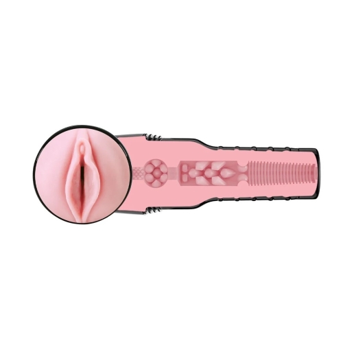 Мастурбатор в колбе вагина рельефный киберкожа бежевого цвета Fleshlight - 4
