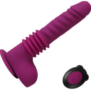 Вібратор на присосці силіконовий фіолетового кольору з пультом ДК Xise Isaiah thrusting dildo