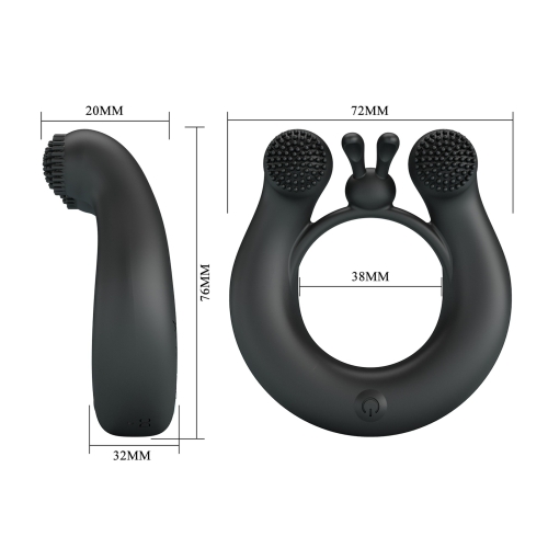Эрекционное виброкольцо на член черное LYBAILE Pretty Love DAHLIA Vibrant Penis Ring - 9
