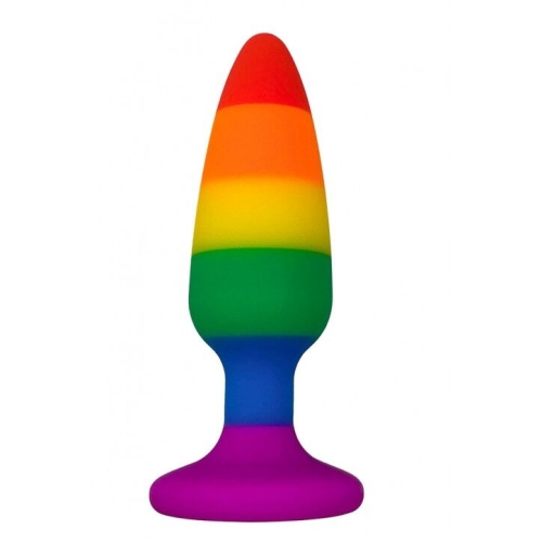 Анальна пробка райдужного кольору Wooomy Hiperloo Silicone Rainbow Plug розмір L - 1