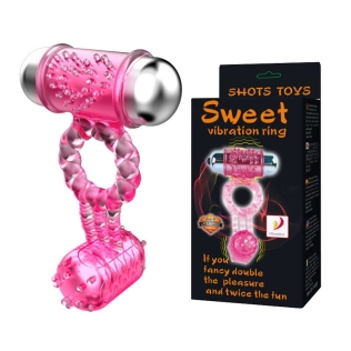 Эректильное вибро-кольцо с 2 пулями и стимулятором клитора LYBAILE Sweet Vibration Ring розовое