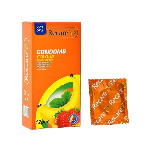 Презервативы ароматы мята банан клубника Recare Color Fruit Flavour Condoms 12 штук - 1