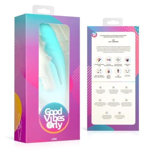 Вібратор кролик для точки G та клітора зелений Good Vibes Only Lisa Thrusting Rabbit Vibrator with G-Spot - 9
