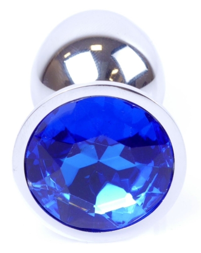 Анальная пробка S серебристого цвета с кристаллом синего цвета BOSS of TOYS Jewellery plug - 2