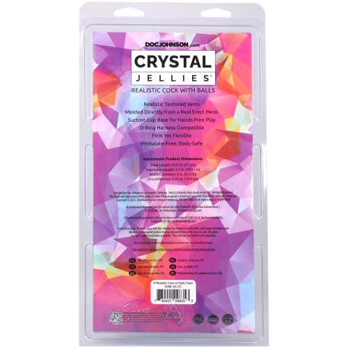 Фаллоимитатор реалистичный на присоске бирюзовый Doc Johnson Crystal Jellies 8 Inch - 5