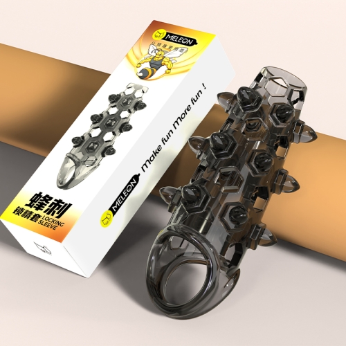 Стимулирующая насадка на член с пупырышками черная Meleon - Stinger Locking Sleeve - 10