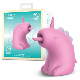 Клиторальный вибратор с ротацией и пультом управления малиновый Engily Ross Unicorn Cupcake 360 Pink