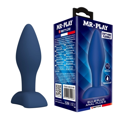 Анальная пробка синяя из силикона LYBAILE MR.PLAY Bulb Anal Plug размер S - 1