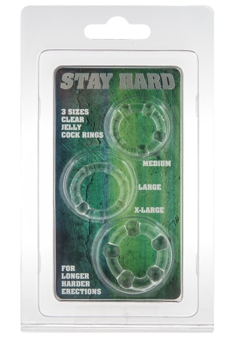 Набор из 3 шт эрекционных колец без вибрации белые STAY HARD - Three Rings Clear - 1