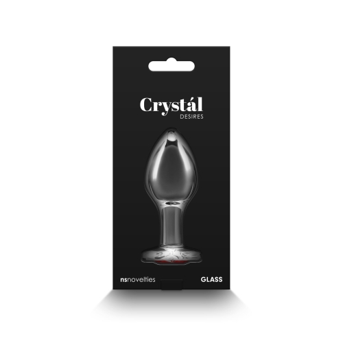 Стеклянная анальная пробка с красным камушком в форме сердца NS Novelties Crystal - Desires - Red Heart размер Medium - 4