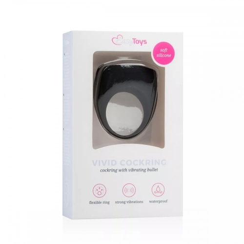 Ерекційне віброкільце чорного кольору EasyToys Vivid Cock Ring - 4