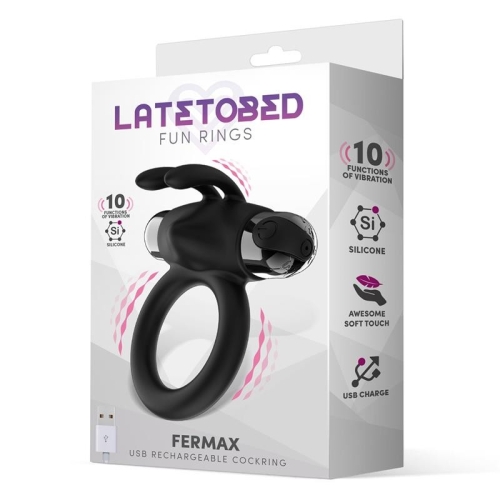 Эрекционное виброкольцо на член черное Latetobed Fermax Vibrating Ring Rabbit - 2
