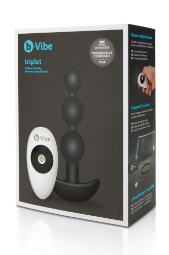 Анальні кульки з пультом та 2 моторами B-Vibe для інтимних ігор чорні - 9