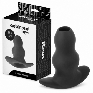 Анальная пробка с отверстием силиконовая черная Addicted Toys Hollow Anal Plug