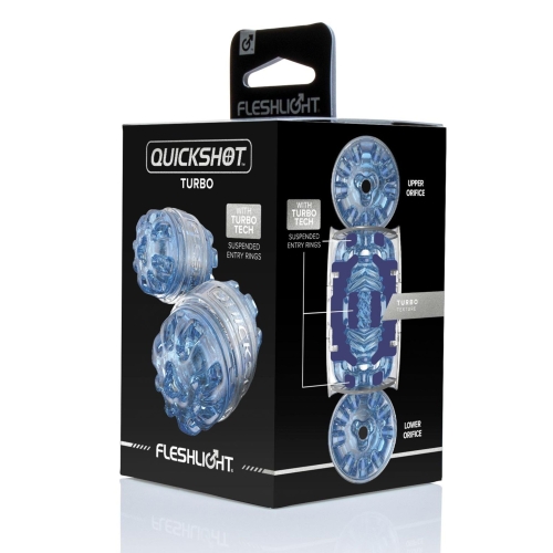 Мастурбатор двухсторонний для мужчин голубого цвета FleshLight Quickshot Turbo - 6