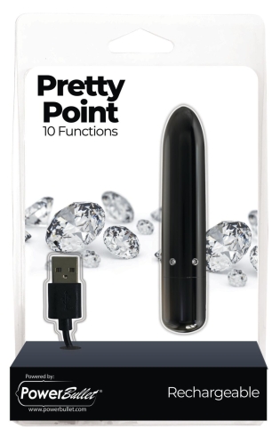 Вібропуля для клітора чорна PowerBullet Pretty Point Rechargeable - 6