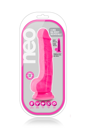 Фалоімітатор на присоску з подвійною щільністю рожевий NEO 7.5 INCH COCK W. BALLS - 2