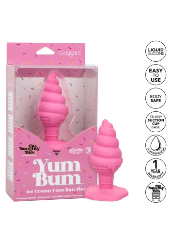 Анальная пробка с присоской в форме мороженого розовая CalExotics Yum Bum Ice Cream Cone - 4