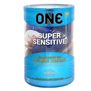 Презервативи з натурального латексу каучукового гладкі ультратонкі ONE Super Sensitive 100 штук