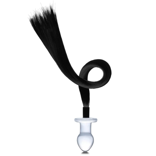 Анальна скляна пробка з хвостиком Gildo Glass Horse Tail - 2