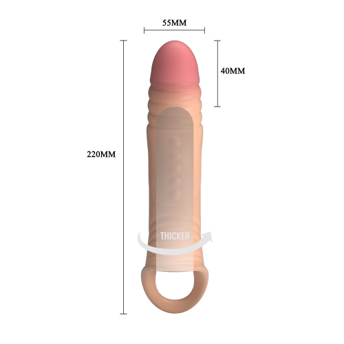 Удлиняющая Вибронасадка на член телесная Lybaile Pretty Love Penis Sleeve - 10