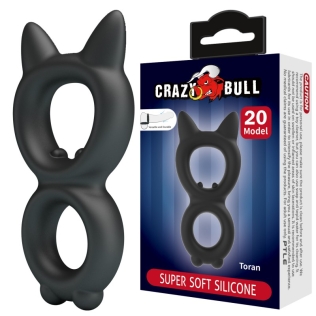 Эрекционное кольцо двойное на член черное Crazy Bull Super Soft Toran