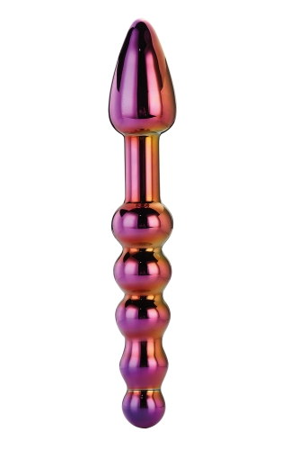 Двостороння анальна пробка та анальні кульки скляні рожевого кольору Dream Toys Ridged - 1