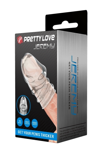 Насадка на член ребриста гелева прозорого кольору Lybaile Pretty Love Jeremy Skin - 12