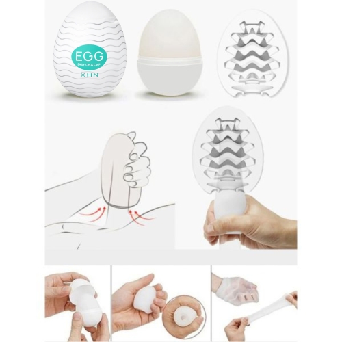 Мастурбатор-яйце з рельєфом білий Loveshop XHN Egg Easy Ona-Cap - 2