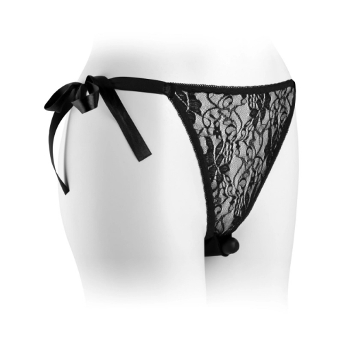 Вибротрусики для клитора черные Vscnovelty G-String Remote Control Hidden Vibrator - 3