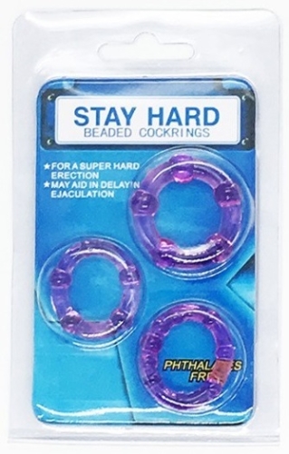 Набор эрекционных колец на член фиолетового цвета SKN Stay hard 3 штуки - 4